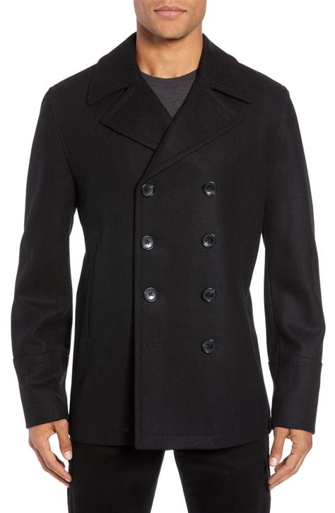 michael kors men's wool blend double breasted peacoat|Wool Blend Double.